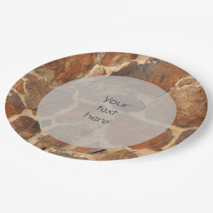 Warm Stonewall Pattern Golden any Text Paper Plate