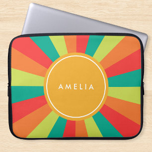 Warm Summer Personalized Name Colour Wheel Laptop Sleeve