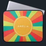 Warm Summer Personalized Name Colour Wheel Laptop Sleeve<br><div class="desc">Bright and colourful laptop sleeve: colour wheel pattern in warm summer colours of greens,  orange and red. Customize this by easily replacing the placeholder text to add your text. For more options such as to change the font and its size click the "Customize it" button.</div>