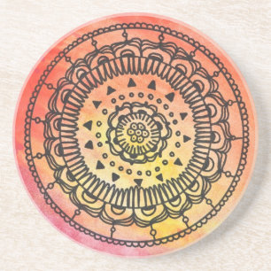 Warm Sun Mandala Coaster. Coaster
