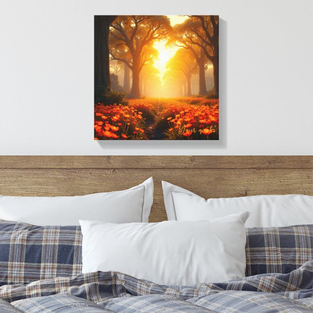 Warm Sunlight Wildflower Landscape Nature Canvas Print (Insitu(Bedroom))