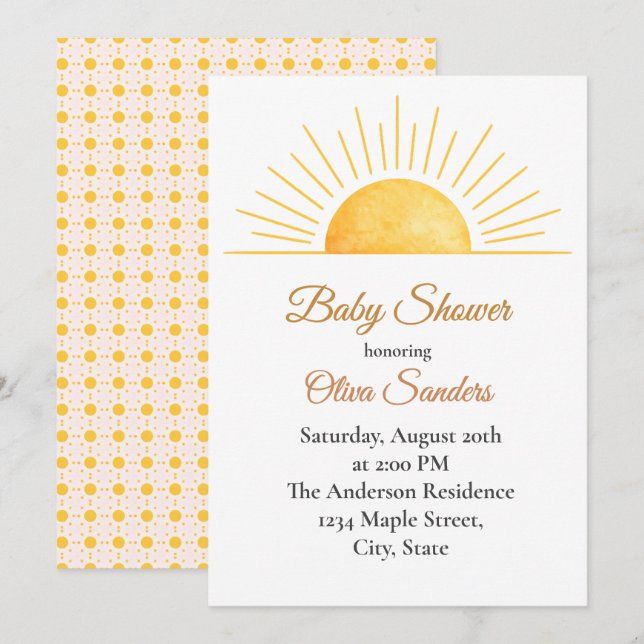 Warm Sunrise Baby Shower Invitation (Front/Back)