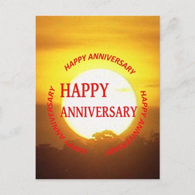 Warm Sunset Golden Horizons HAPPY ANNIVERSARY Postcard (Front)