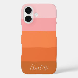 Warm Sunset Pink Terracotta Personalized Name iPhone 16 Case