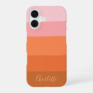Warm Sunset Pink Terracotta Personalized Name iPhone 16 Case