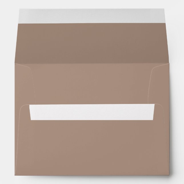 Warm Taupe Beige with White Wedding Detail Envelope (Back (Bottom))