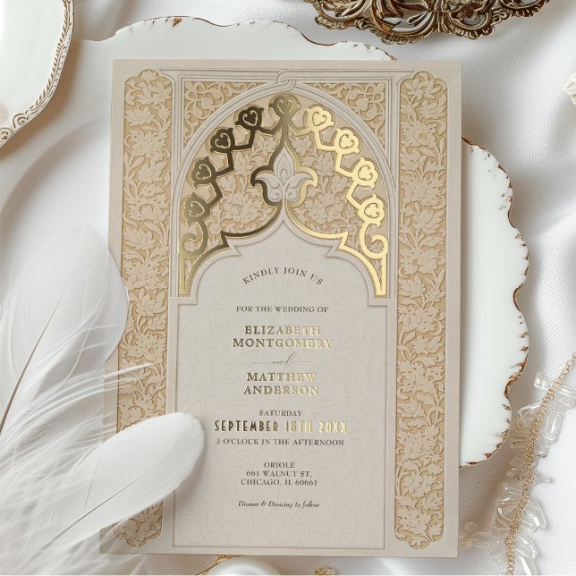 Warm Taupe & Cream Lace Art Nouveau Wedding (Creator Uploaded)