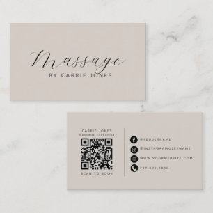 Warm Taupe Massage Therapist Business Card