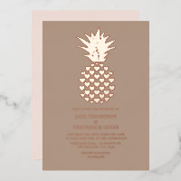 Warm Taupe & Rose Gold Tropical Pineapple Wedding