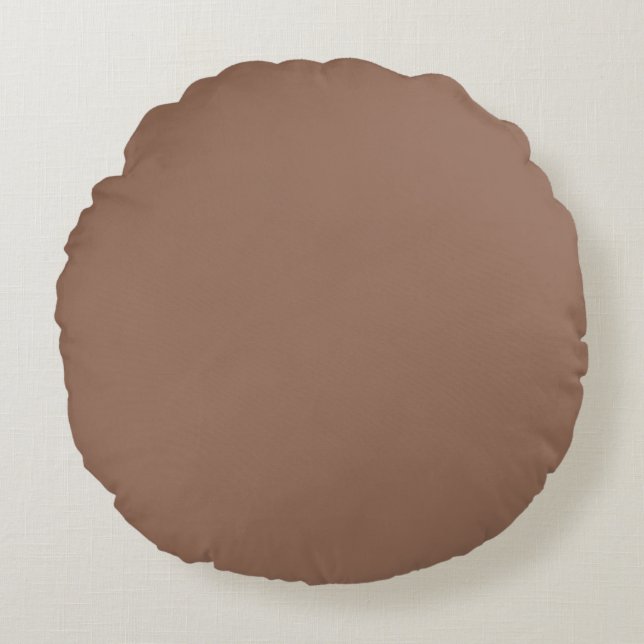 Warm Taupe Solid Throw Pillow - Round (Front)