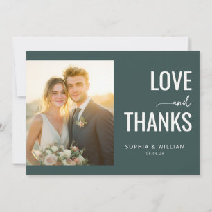 Warm Teal Elegant Photo Thank You Card