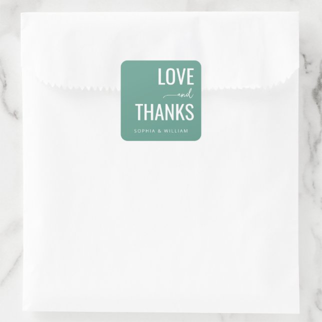 Warm Teal Gratitude Message Square Sticker (Bag)
