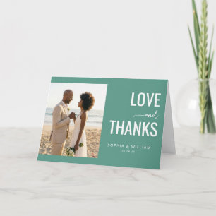 Warm Teal Minimalist Photo Thank You Card