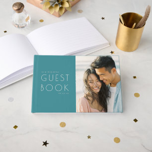 Warm Teal Modern Photo Guest Book