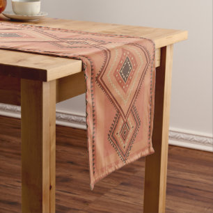 Warm Teracotta Moroccan Tribal Surface Pattern Short Table Runner