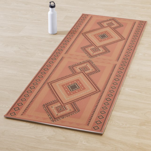 Warm Teracotta Moroccan Tribal Surface Pattern Yoga Mat (In Situ)