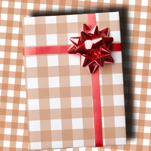 Warm Terracotta and White Checkered Gingham Wrapping Paper