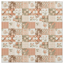 Warm Terracotta Peach Patchwork Quilt Fall