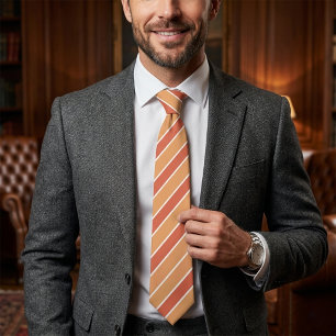 Warm Terracotta & Sand Striped Wedding Tie