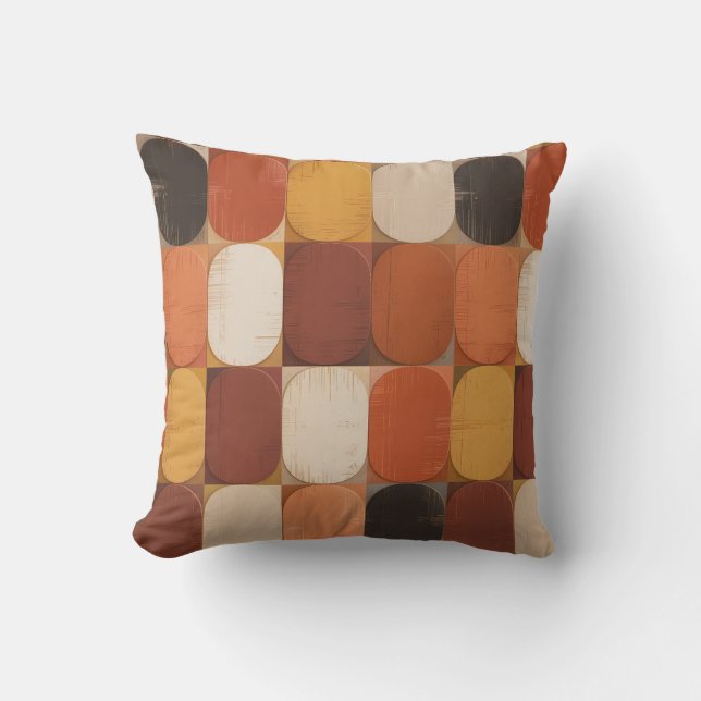 Warm Terracotta Tiles Sunset Cream Tones Throw Pillow (Front)