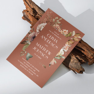 Warm Terracotta Wedding | Elegant Floral Boho QR Invitation