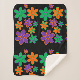 Warm Toasty Blanket with 70s Style Flowers