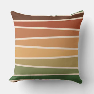 Warm tone stripes throw pillow
