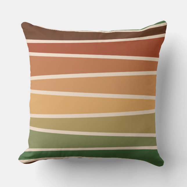 Warm tone stripes throw pillow (Front)