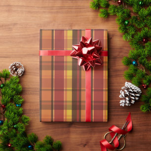 Warm Tones Autumn Colour Plaid Pattern Wrapping Paper