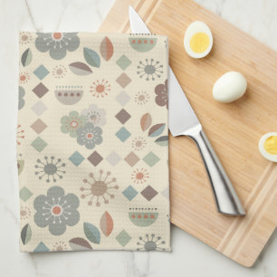 Warm Tones Nature Mid Century Modern Kitchen Towel