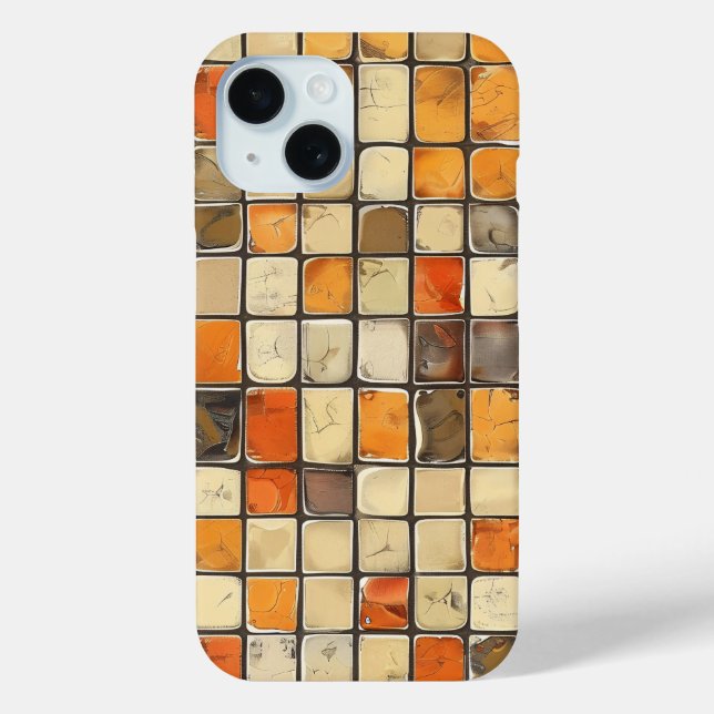 Warm Tones Retro Mosaic Phone Case (Back)
