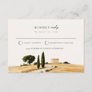 Warm Tuscany Cypress Farmhouse Wedding RSVP Card 