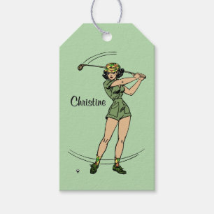 Warm Up for Golfing Personal Lady Golfer Green Gift Tags