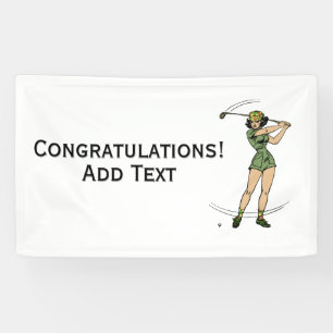 Warm Up for Golfing Personal Lady Golfer White Banner
