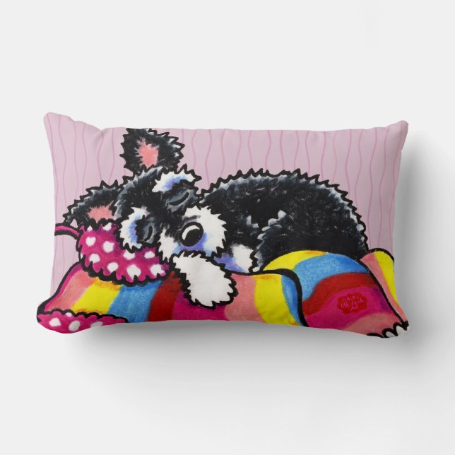 Warm Up Little Schnauzer Lumbar Pillow (Front)