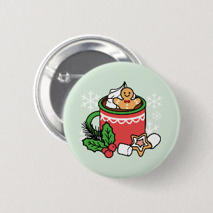 Warm Up with Snow Fall Cocoa Calls - Winter Drink 2 Inch Round Button