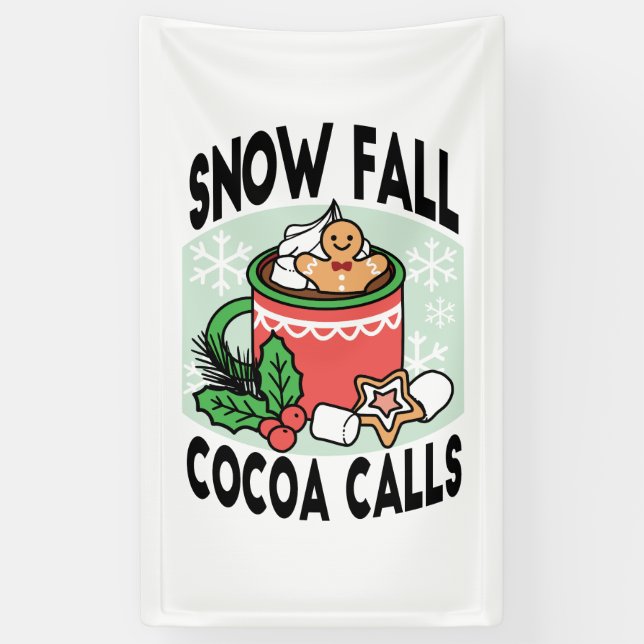 Warm Up with Snow Fall Cocoa Calls - Winter Drink Banner (Vertical)