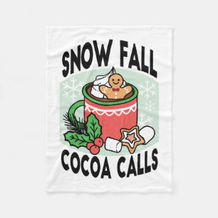 Warm Up with Snow Fall Cocoa Calls - Winter Drink Fleece Blanket
