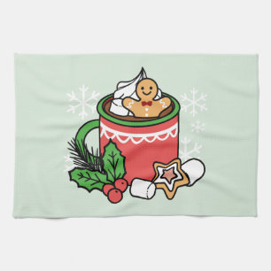 Warm Up with Snow Fall Cocoa Calls - Winter Drink Kitchen Towel