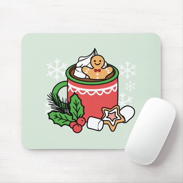 Warm Up with Snow Fall Cocoa Calls - Winter Drink Mouse Pad (With Mouse)