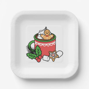 Warm Up with Snow Fall Cocoa Calls - Winter Drink Paper Plate