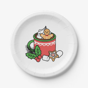 Warm Up with Snow Fall Cocoa Calls - Winter Drink Paper Plate