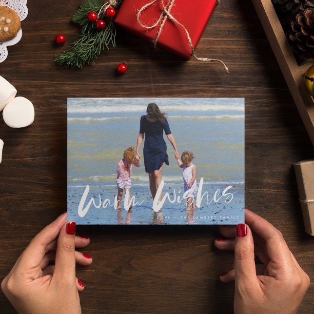 Warm Warm Beach Carte de Noël (Warm Wishes Beach Family Photo Christmas Card)