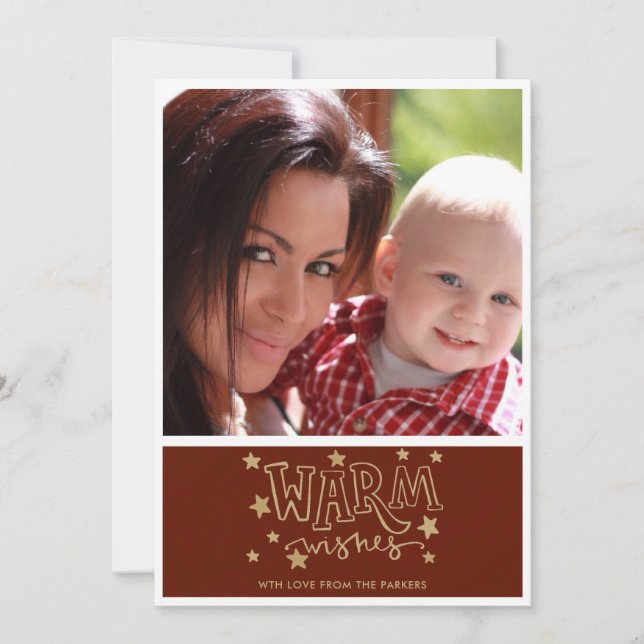 Warm Warm Typographie Photo Carte de Noël (Devant)