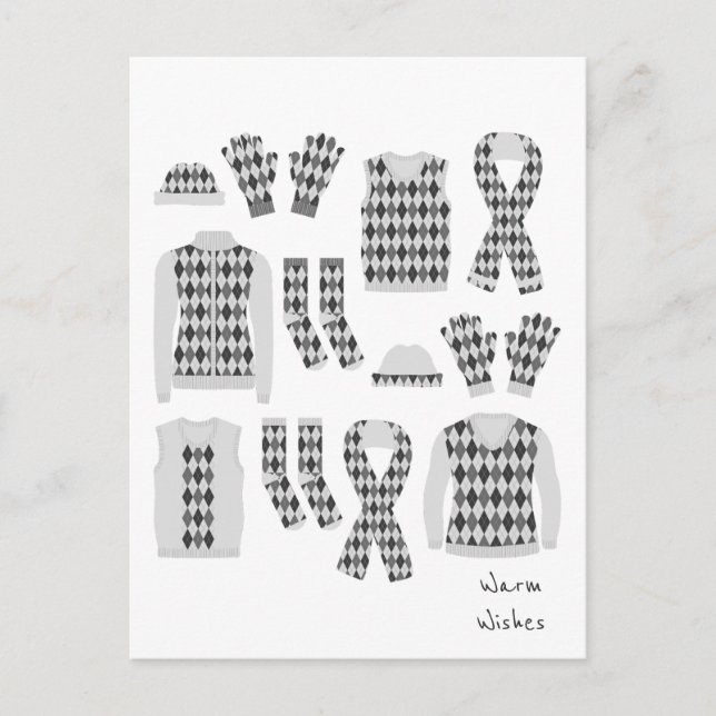 Warm Warm Wams Jacquards Motifs Objets Carte posta (Devant)