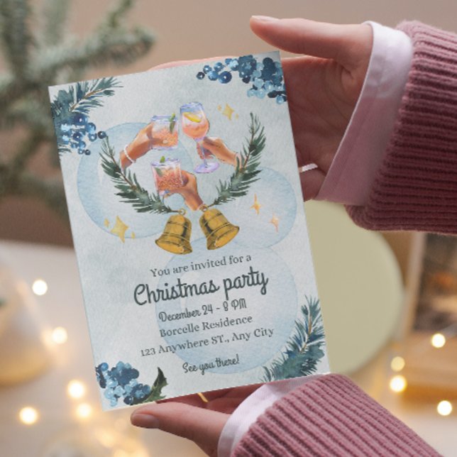 Warm watercolor holiday Christmas party invitation (Creator Uploaded)