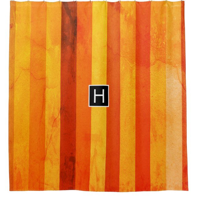 Warm Weathered Orange Red Stripes Monogram (Front)