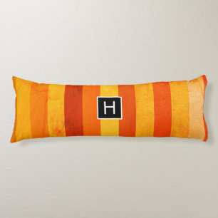 Warm Weathered Orange Red Stripes Monogram Body Pillow