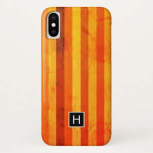 Warm Weathered Orange Red Stripes Monogram Case-Mate iPhone Case