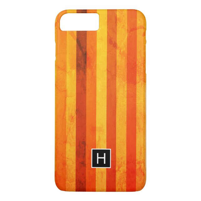 Warm Weathered Orange Red Stripes Monogram Case-Mate iPhone Case (Back)